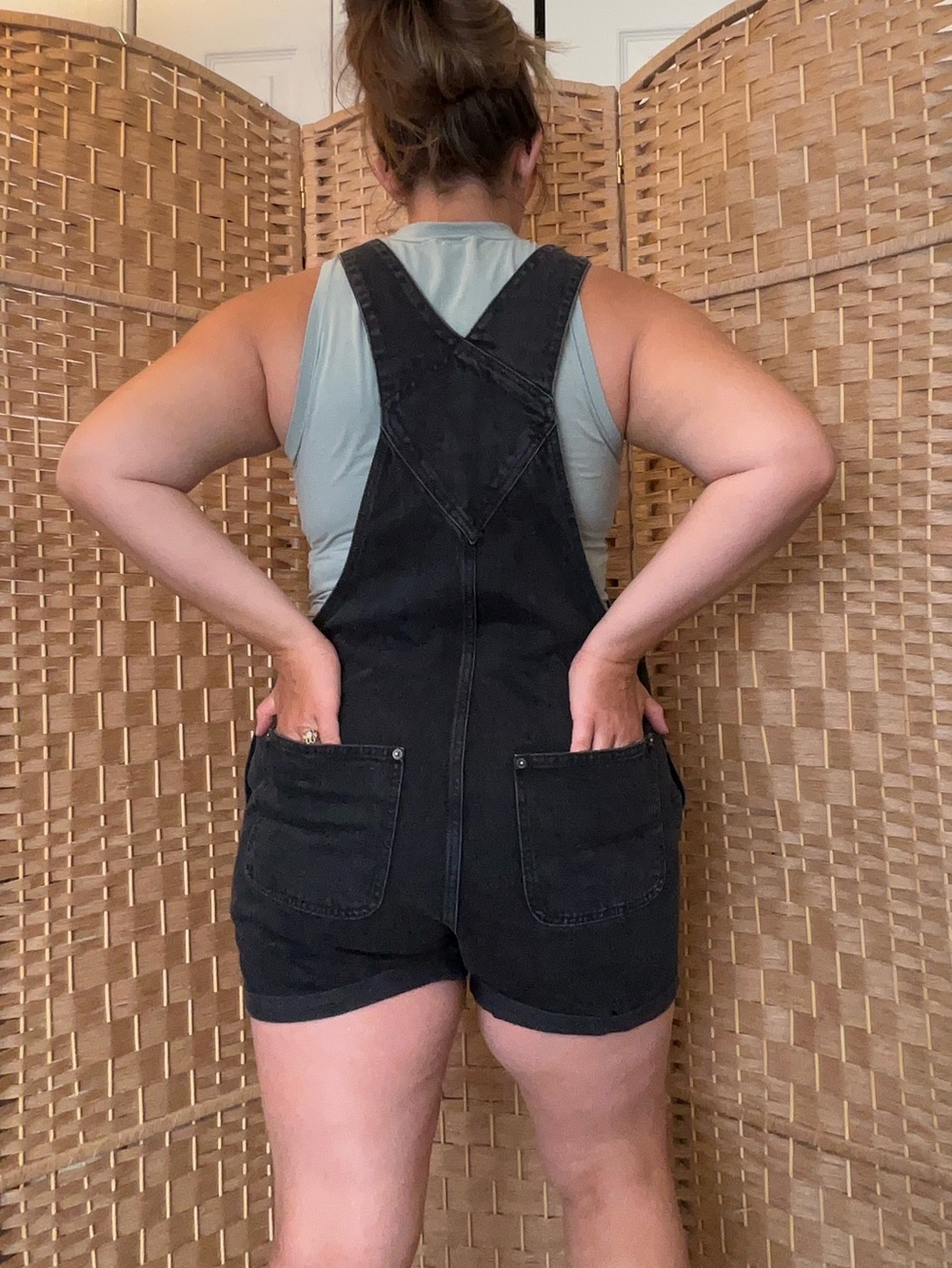 Old Navy Black Denim Shortalls - Picture 9 of 10